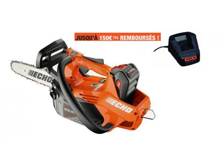 Tronçonneuse Elagueuse ECHO DCS 3000 T Pack Batterie LPB 56-V125 et Chargeur LCJQ-560  avec avec 2 chaines