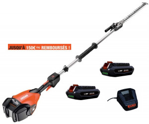 Taille Haies sur perche ECHO DHCAS 2600 HD avec 2 Batteries LPB 56-V125 et avec un chargeur LCJQ-5602C.