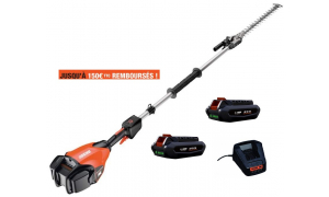 Taille Haies sur perche ECHO DHCAS 2600 HD avec 2 Batteries LPB 56-V125 et avec un chargeur LCJQ-5602C.